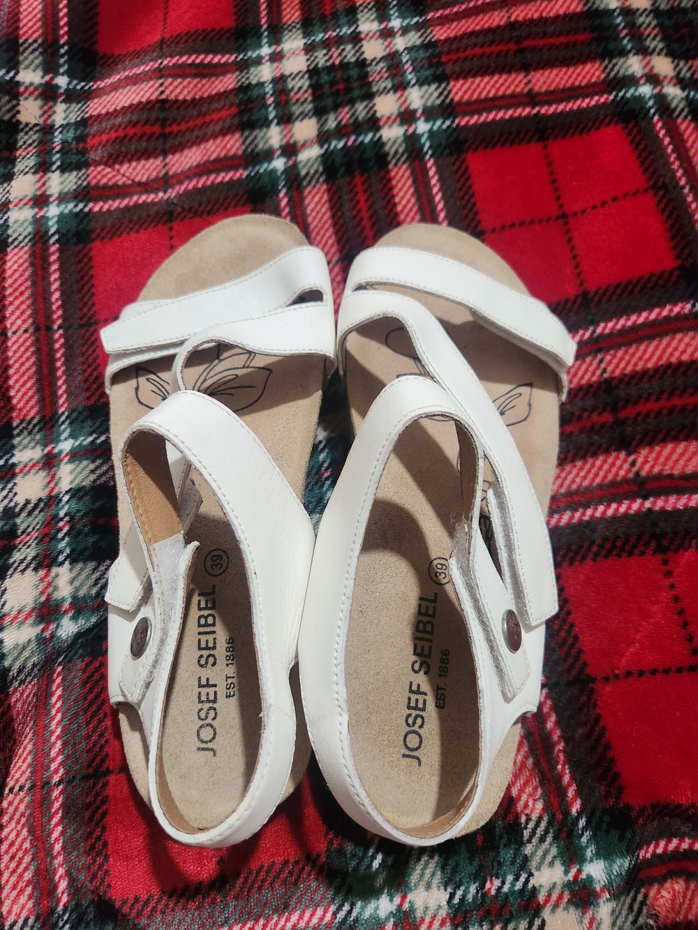 Josef Seibel White Leather Strappy Comfort Sandals - Picture 2 of 8
